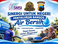 Peduli Warga Terdampak Kekeringan, SMSI dan Dulur Sikep Nyawiji Gandeng Polresta Pati Salurkan Air Bersih